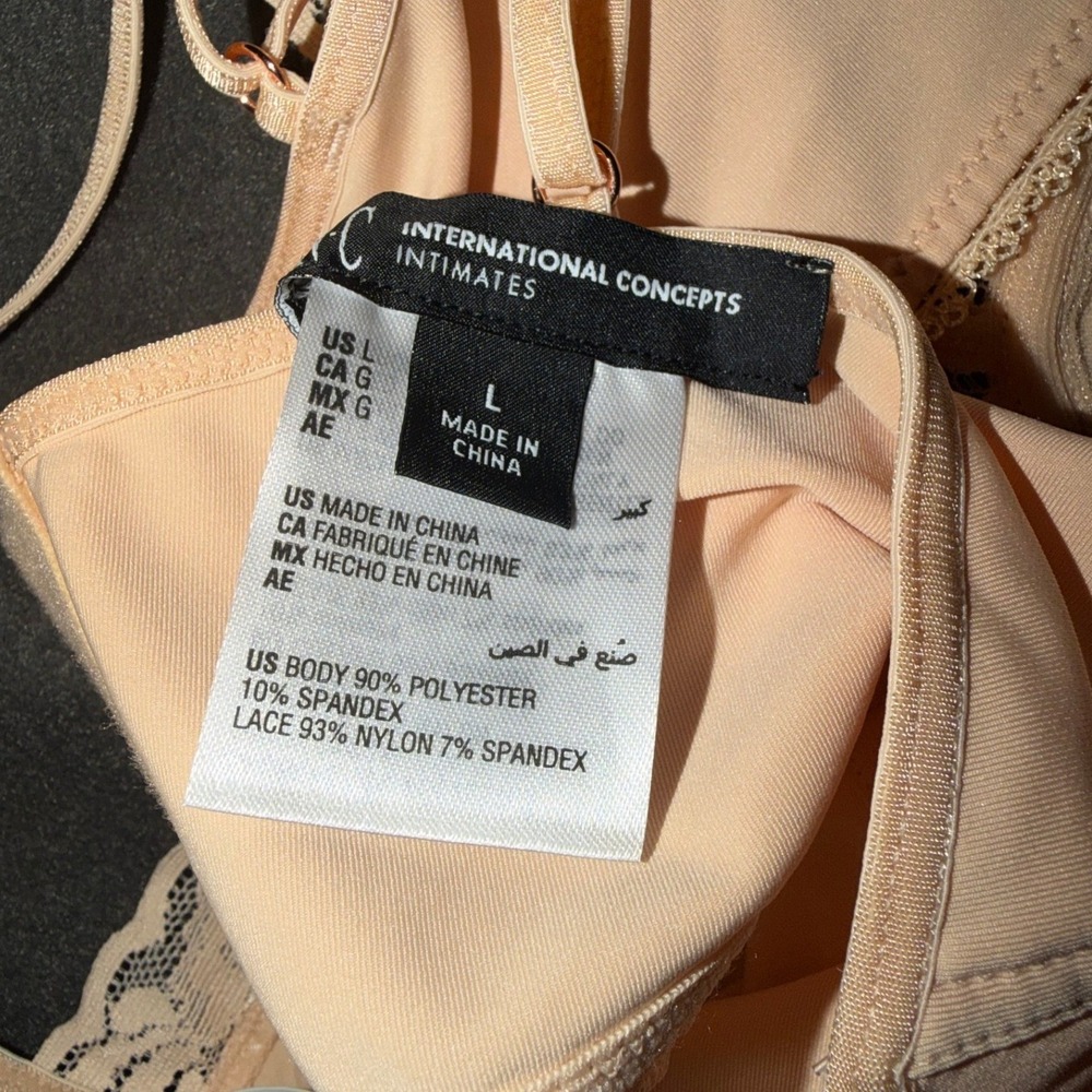 INC International Concepts Almond Latte Lace Trim Bralette Large NWT 100137977 - Picture 4 of 4